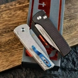Scapegoat Compact Automatic Folding Knife, 3.15" Stonewashed 154CM Clip Point Blade, Textured Aluminum Handle, Push Button Auto (7)
