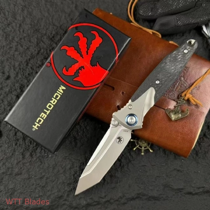 Socom Bravo Mini Spear Point Frame Lock Knife Ti/CF (3.4" Satin) (6)