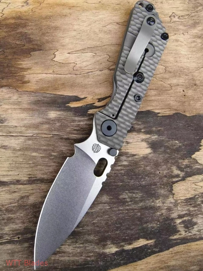 SMF Spear Point Ti Folding Knife (3.9" Stonewash Plain) (6) SMF Spear Point Ti Folding Knife (3.9" Stonewash Plain) (6)