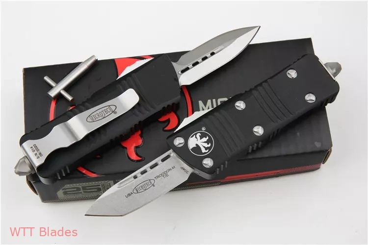 Troodon Mini T/E CA Legal OTF Automatic Knife Black (1.9" Stonewash) (2) Troodon Mini T/E CA Legal OTF Automatic Knife Black (1.9" Stonewash) (2)