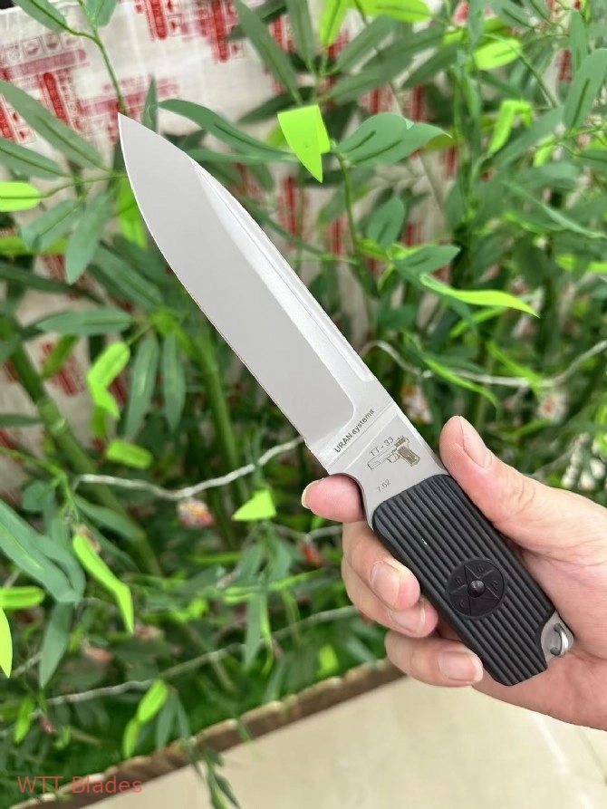 TT33 Fixed Blade Knife, URAN Systems Tactical Knife with Leather Sheath (3)