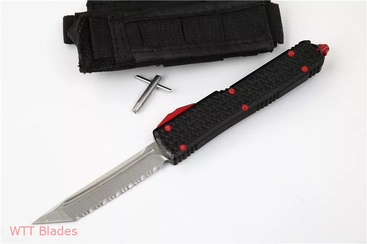 Ultratech T/E OTF Automatic Knife Tri-Grip Black/Red (3.4" Stonewash Full Serr) Ultratech T/E OTF Automatic Knife Tri-Grip Black/Red (3.4" Stonewash Full Serr)