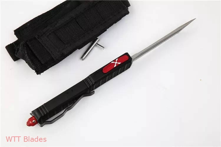 Ultratech T/E OTF Automatic Knife Tri-Grip Black/Red (3.4" Stonewash Full Serr) (4) Ultratech T/E OTF Automatic Knife Tri-Grip Black/Red (3.4" Stonewash Full Serr) (4)