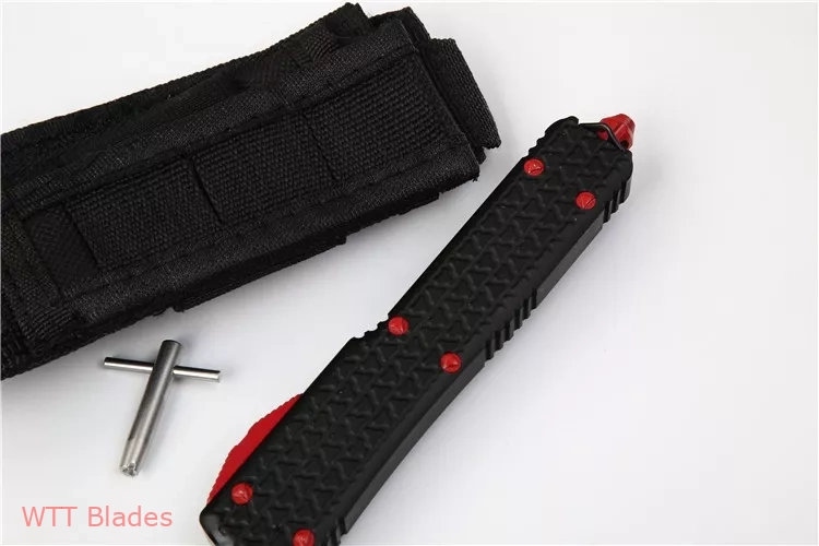 Ultratech T/E OTF Automatic Knife Tri-Grip Black/Red (3.4" Stonewash Full Serr) (6) Ultratech T/E OTF Automatic Knife Tri-Grip Black/Red (3.4" Stonewash Full Serr) (6)