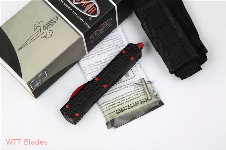 Ultratech T/E OTF Automatic Knife Tri-Grip Black/Red (3.4" Stonewash Full Serr) (8) Ultratech T/E OTF Automatic Knife Tri-Grip Black/Red (3.4" Stonewash Full Serr) (8)