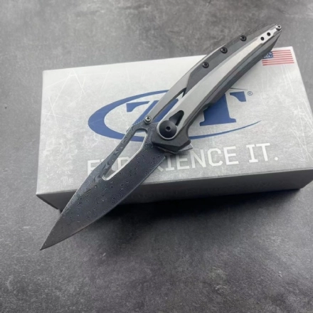 ZT 0990 Frame Lock Knife Carbon Fiber (3.25" Damascus) ZT 0990 Frame Lock Knife Carbon Fiber (3.25" Damascus)